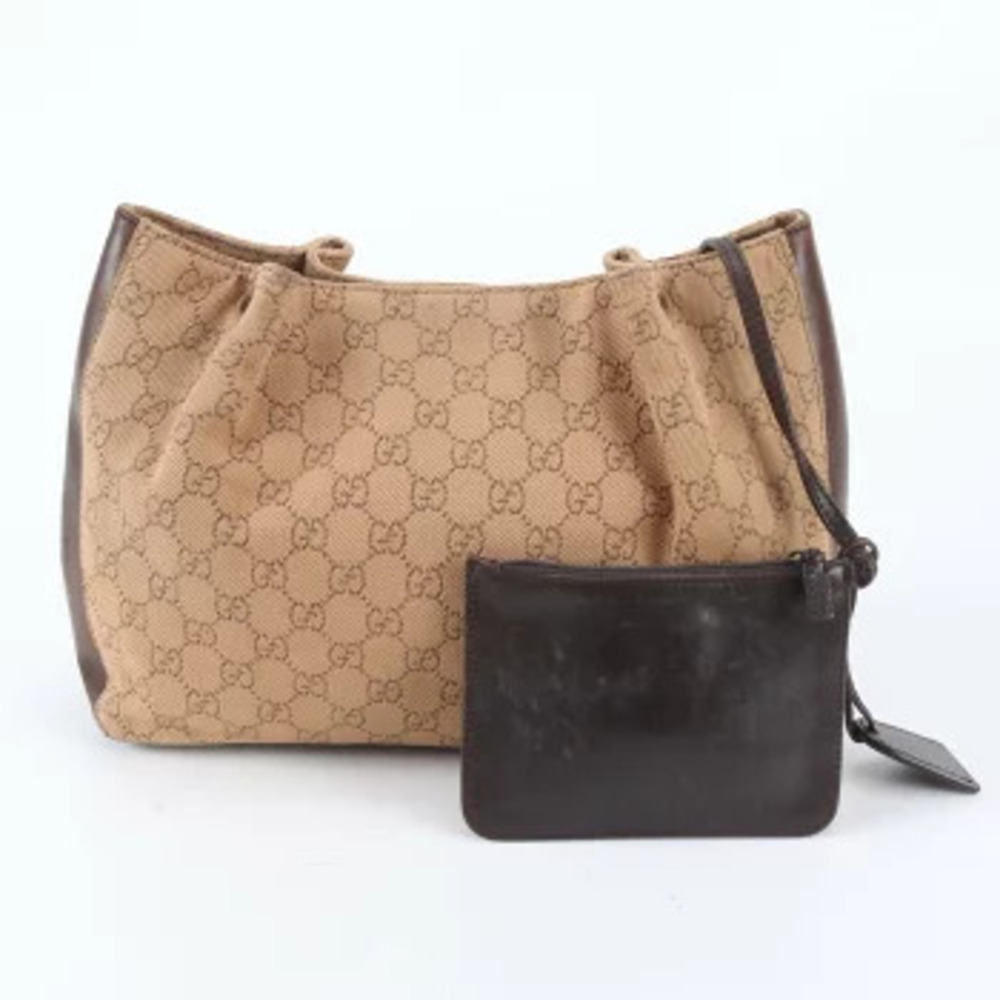 Gucci Joy GG Canvas Leather 2Way Shoulder Tote Bag Pouch Brown